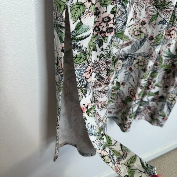 J Jill Wearever Sleeveless Dress Size M Tropical Midi Floral Knit Slit - Picture 3 of 10